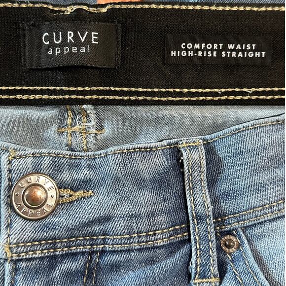 Curve Appeal 14/32 High Rise Straight Comfort Waist Jeans Light Wash Denim - Picture 8 of 11